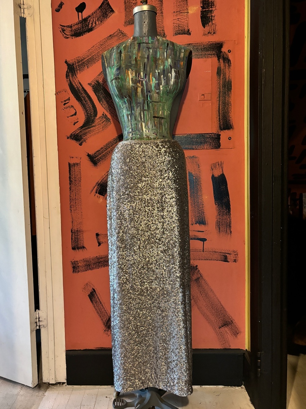 Talbots Silver Sequin Maxi Skirt